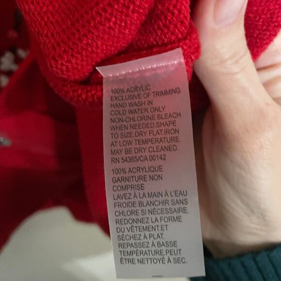 Allison Daley Women's Sweater Red Size M Long Sleeve Zip Christmas Snow Flakes - Picture 6 of 7